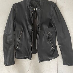BLK DNM Men's Black Leather motorcycle Jacket Size Medium SAMPLE
